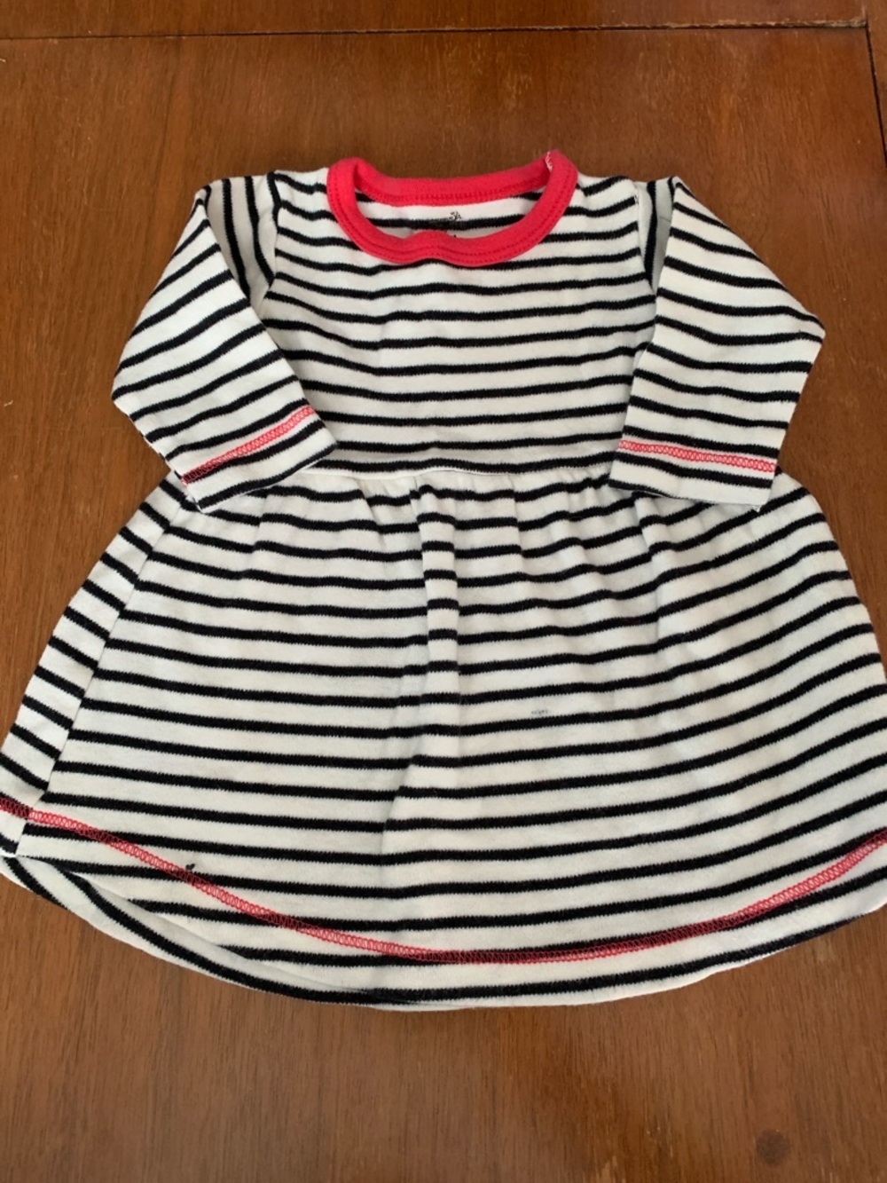 🍊5/$25 Organic Black & White Striped Kids Dress with Pink Accents size 0-3m